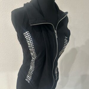 bebe Black Sleeveless Top with Silver Accents